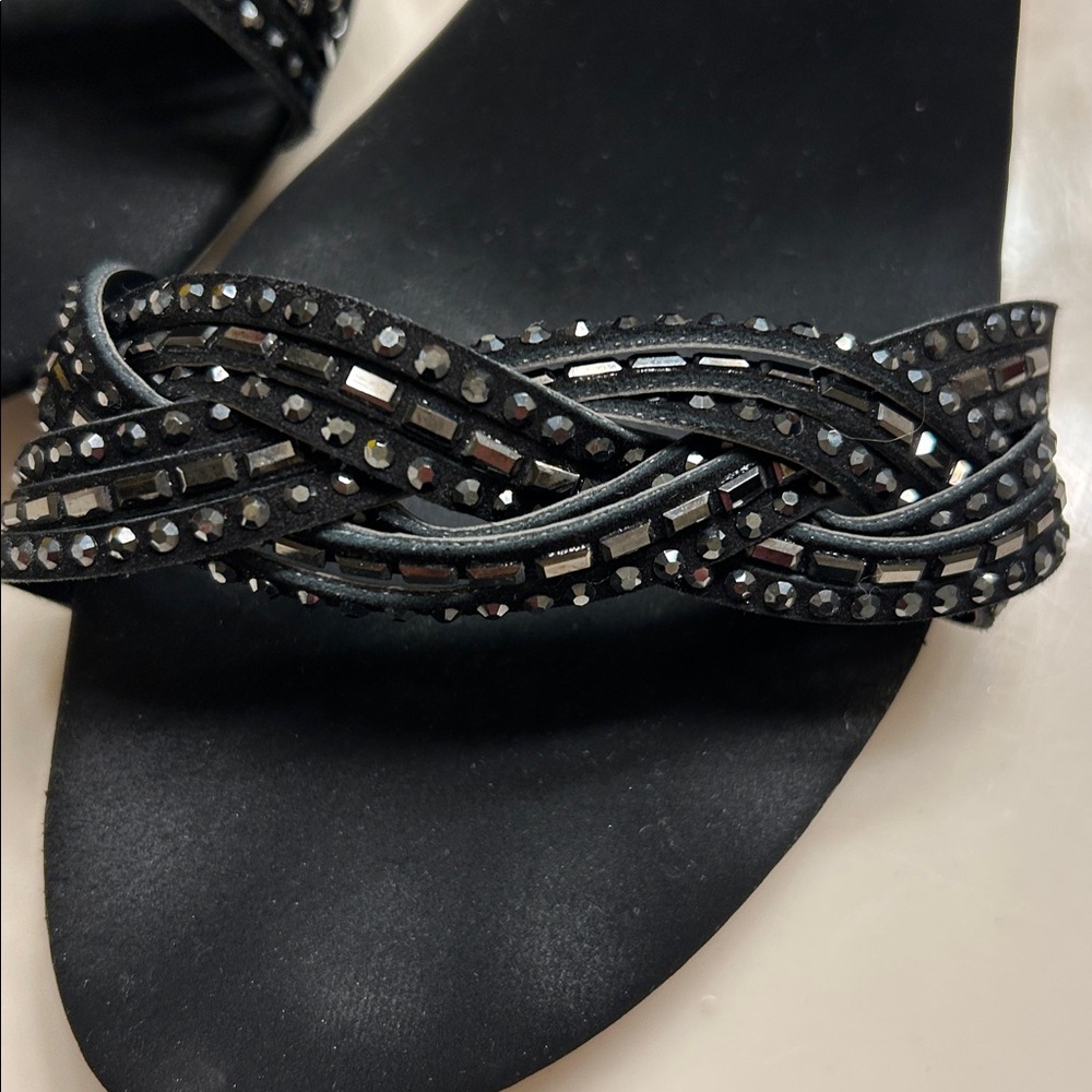 Onex Black Rhinestone Heels / Sandals - Picture 10 of 15